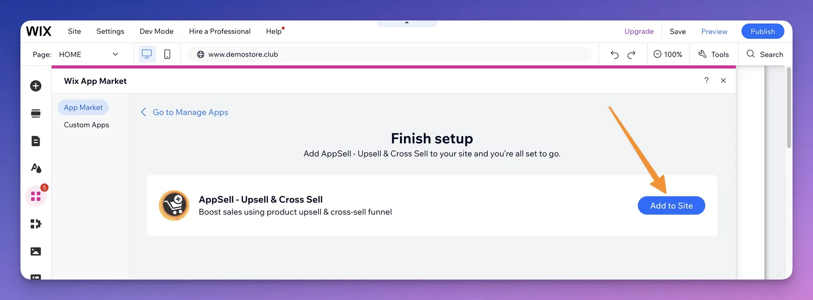 How to activate the Appsell block on your Wix site — screenshot 2