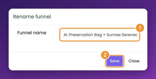 The Rename funnel dialog