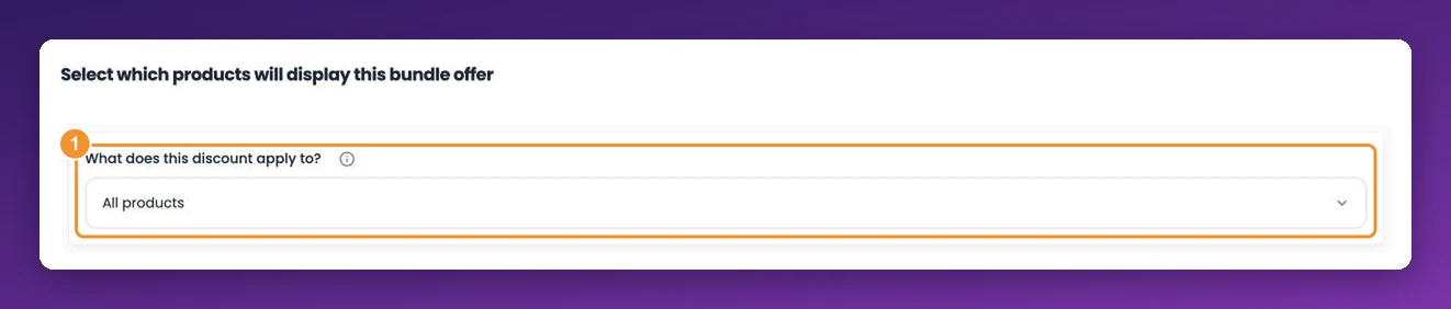 The What does this discount apply to dropdown set to All products